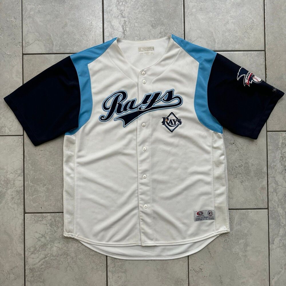 Tampa Bay Rays MLB True Fan Sewn Embroidered Size XL Blue Jersey